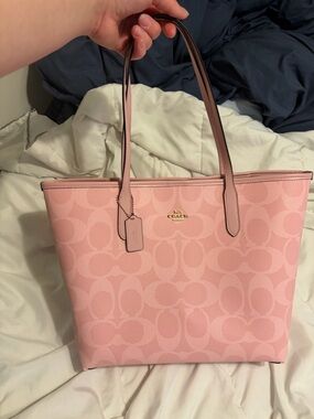 Pink Signature Pvc Tote with Gold Hardware